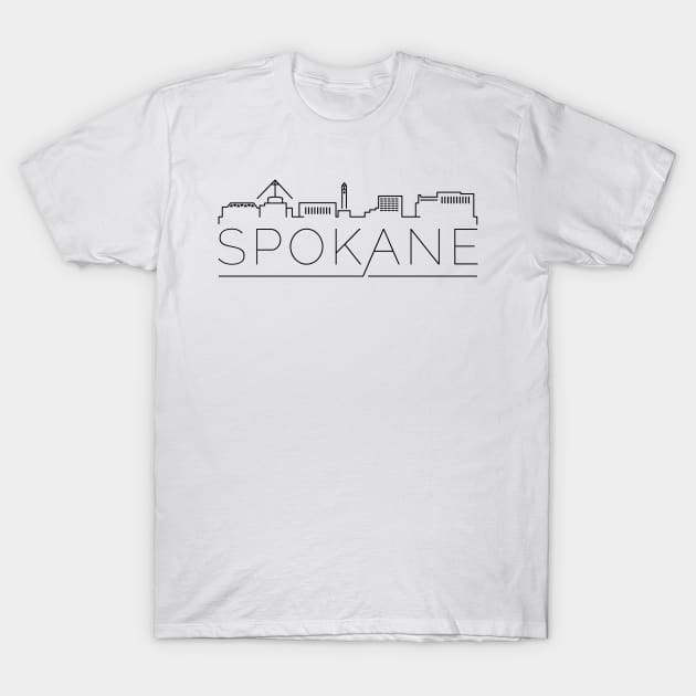 City of Spokane Cityscape Line Art T-Shirt by SkySlate